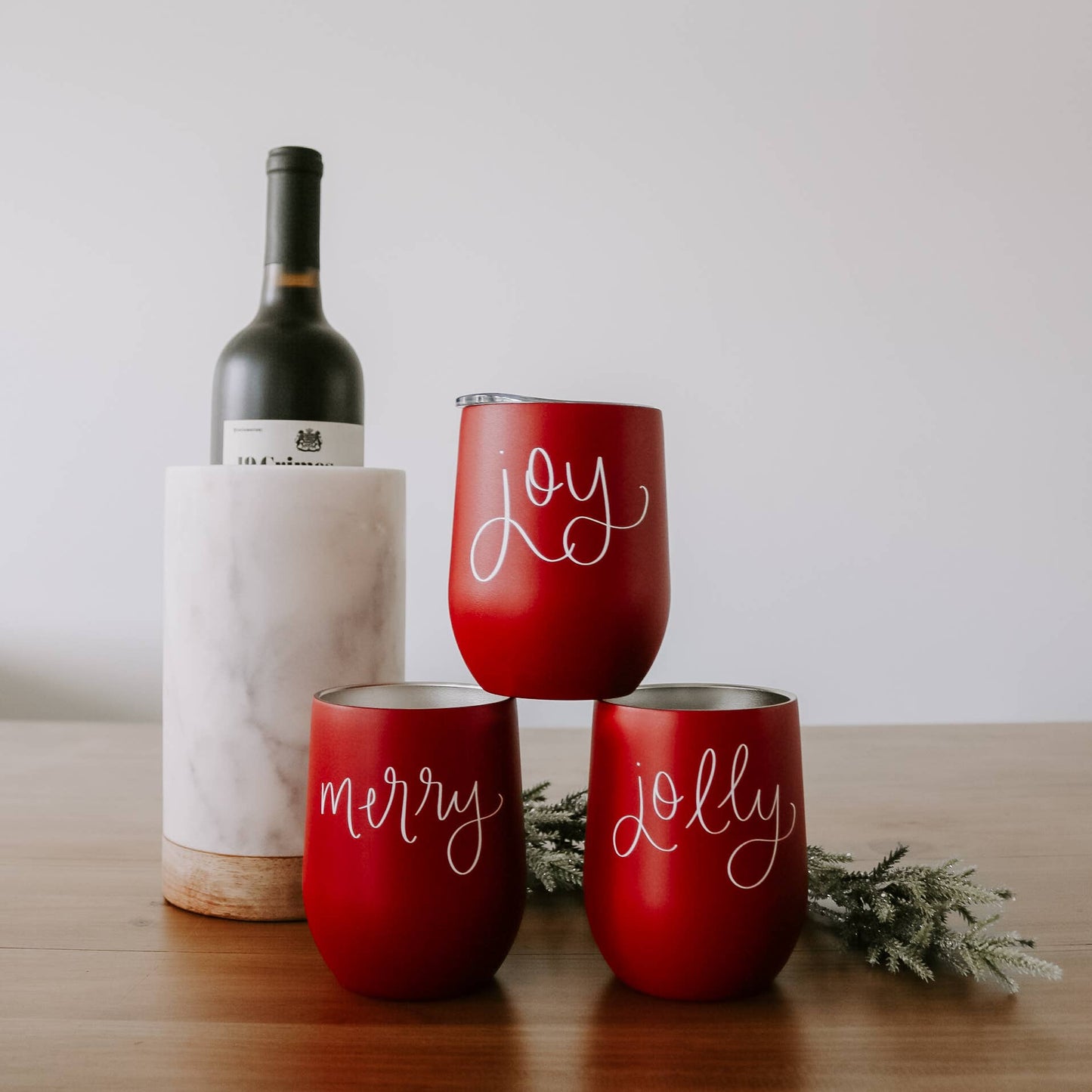 Merry Metal Wine Tumbler - Christmas Home Decor & Gifts