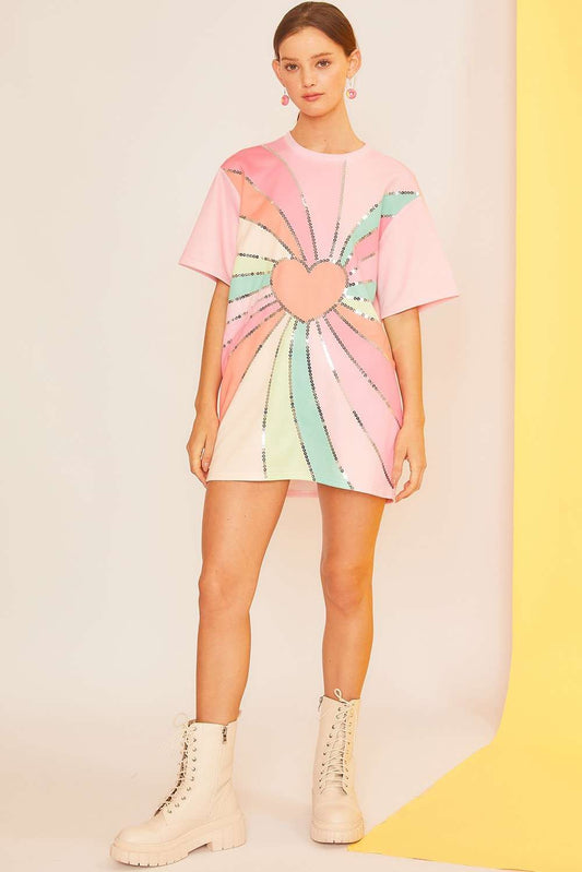 Amanda Sequin T-Shirt Dress